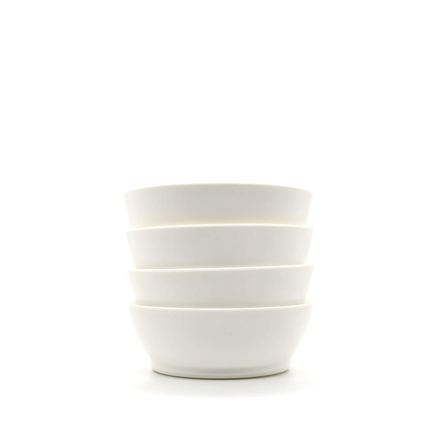Stack of white 12oz Calibowls on white background