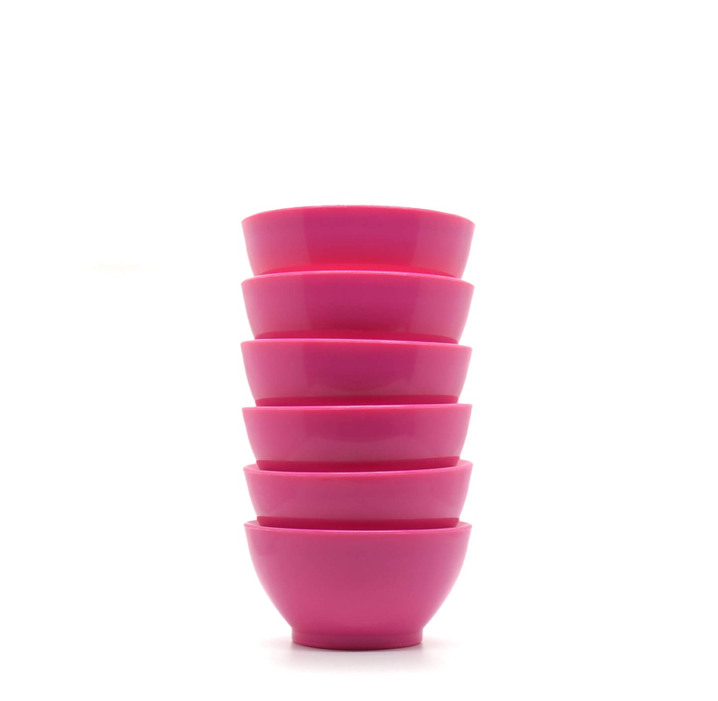 Stack of pink 8 oz calibowls on white background