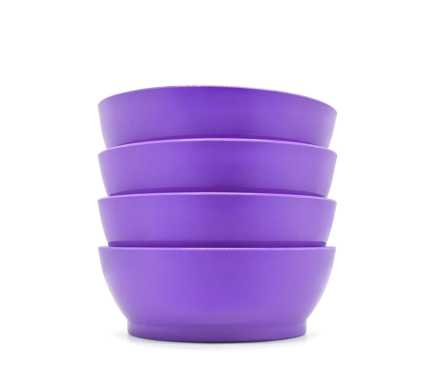 Stack of purple 28oz calibowls on white background