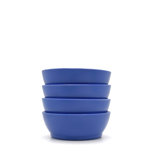 Stack of blue 12oz Calibowls on white background