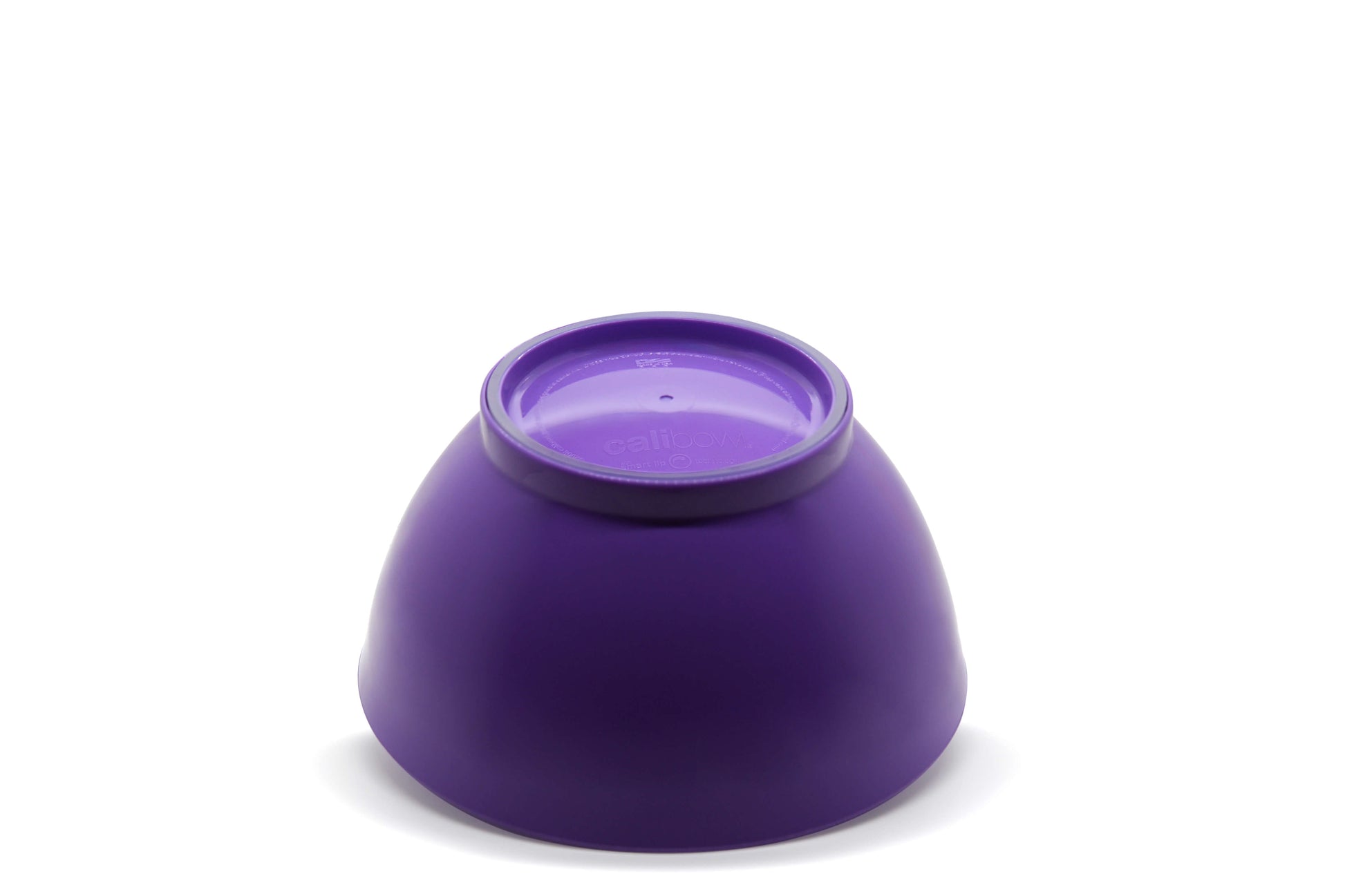 Bottom of purple 20oz calibowl, showing non-slip silicone base, on white background