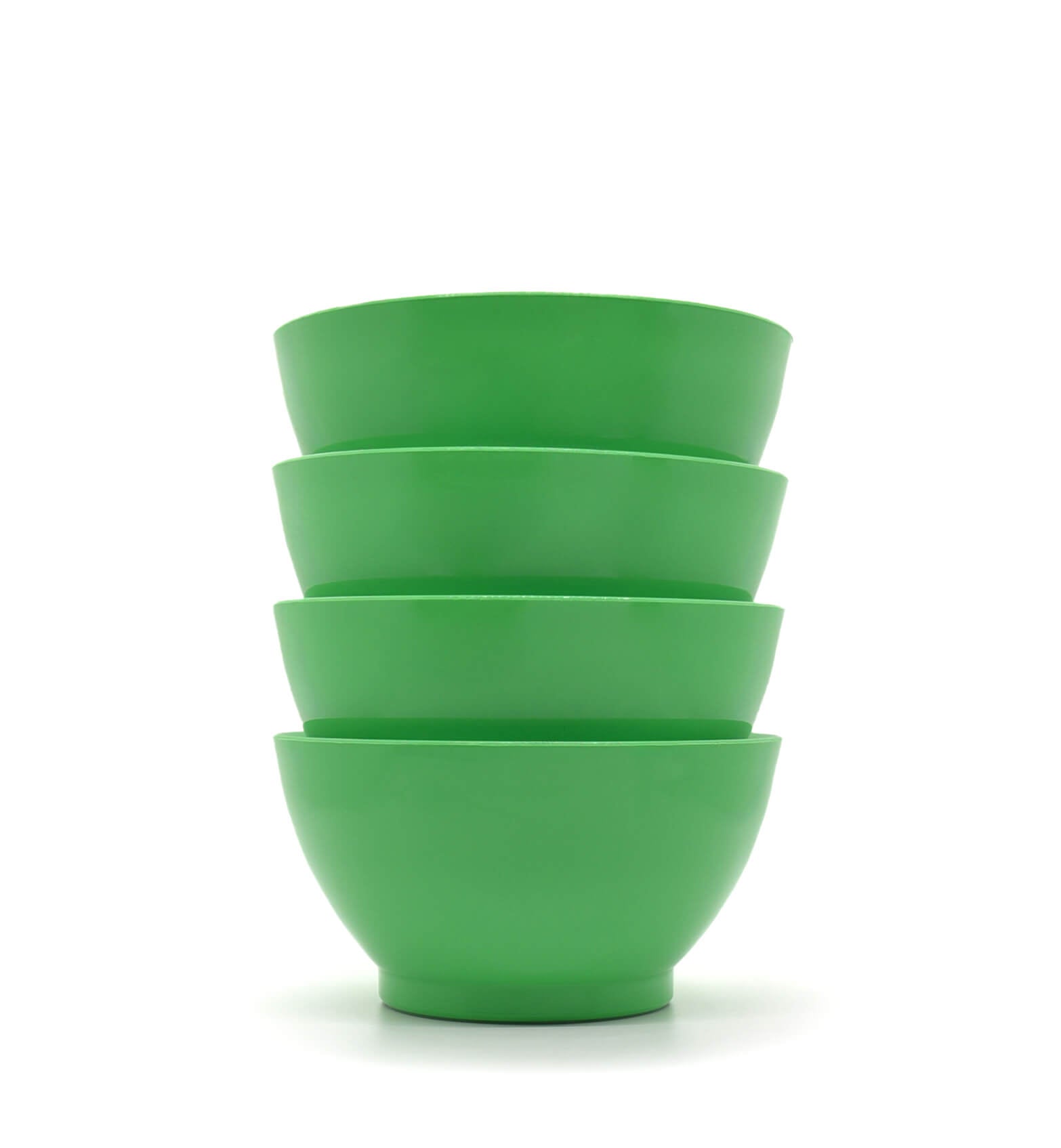 Stack of green 20 oz Calibowls on a white background
