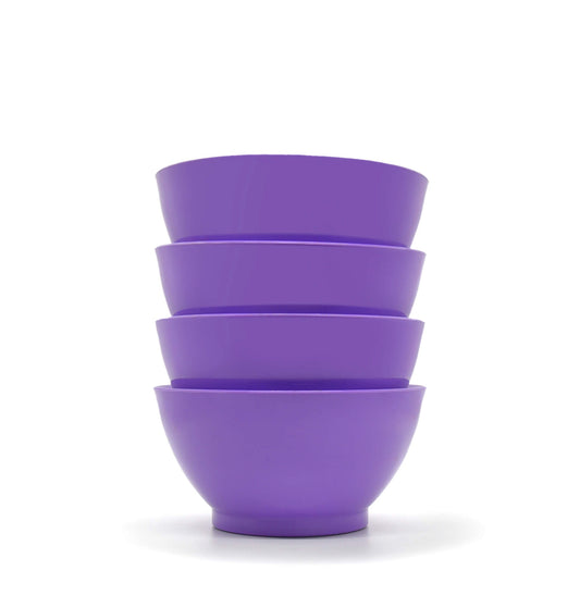 Stack of purple 20 oz Calibowls on a white background