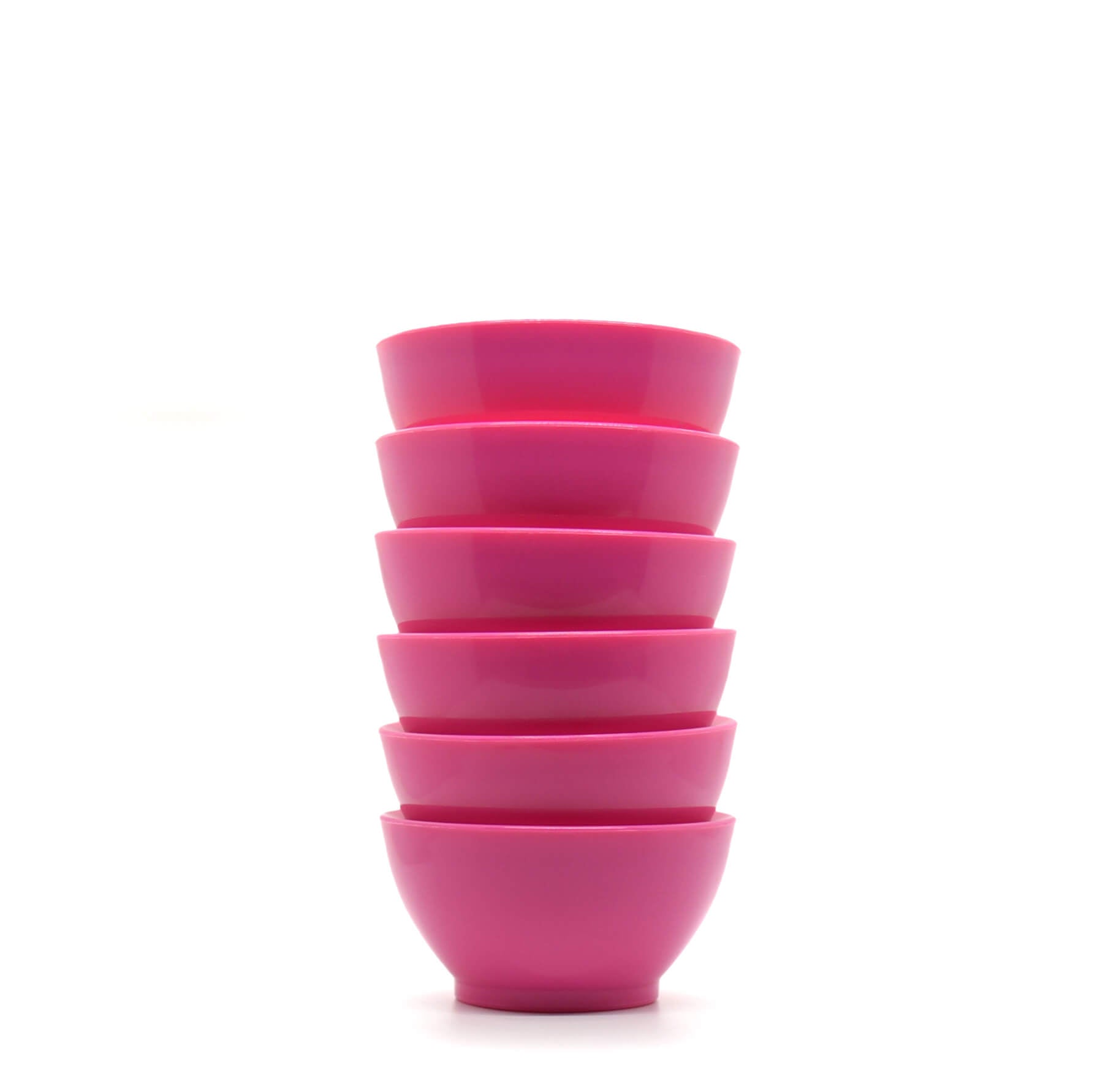 Stack of pink 8 oz calibowls on white background